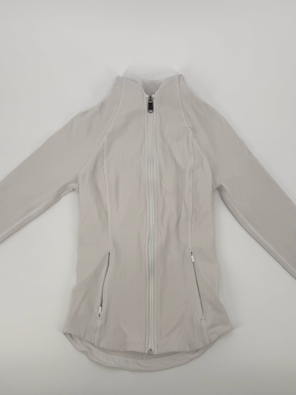 Athleta Salutation Ribbed Jacket White Full Zip Yoga Bomber Small - Picture 5 of 6